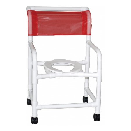 Shower Chair Echo Fixed Arms PVC Frame Mesh Backrest with Pushbar 15 Inch Seat Width 250 lbs. Weight Capacity