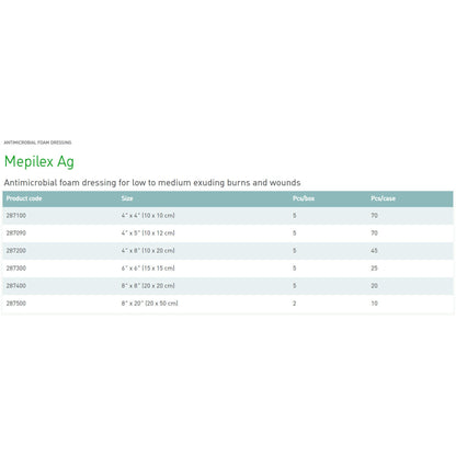 Mepilex Ag Silver Foam Dressing 4 x 4 Inch Sterile Silicone Adhesive