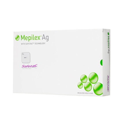Mepilex Ag Silver Foam Dressing 8 x 8 Inch Sterile Silicone Adhesive