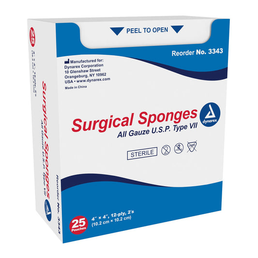 Dynarex Sterile Gauze Sponge 4 x 4 Inch 12-Ply – 2 per Pack