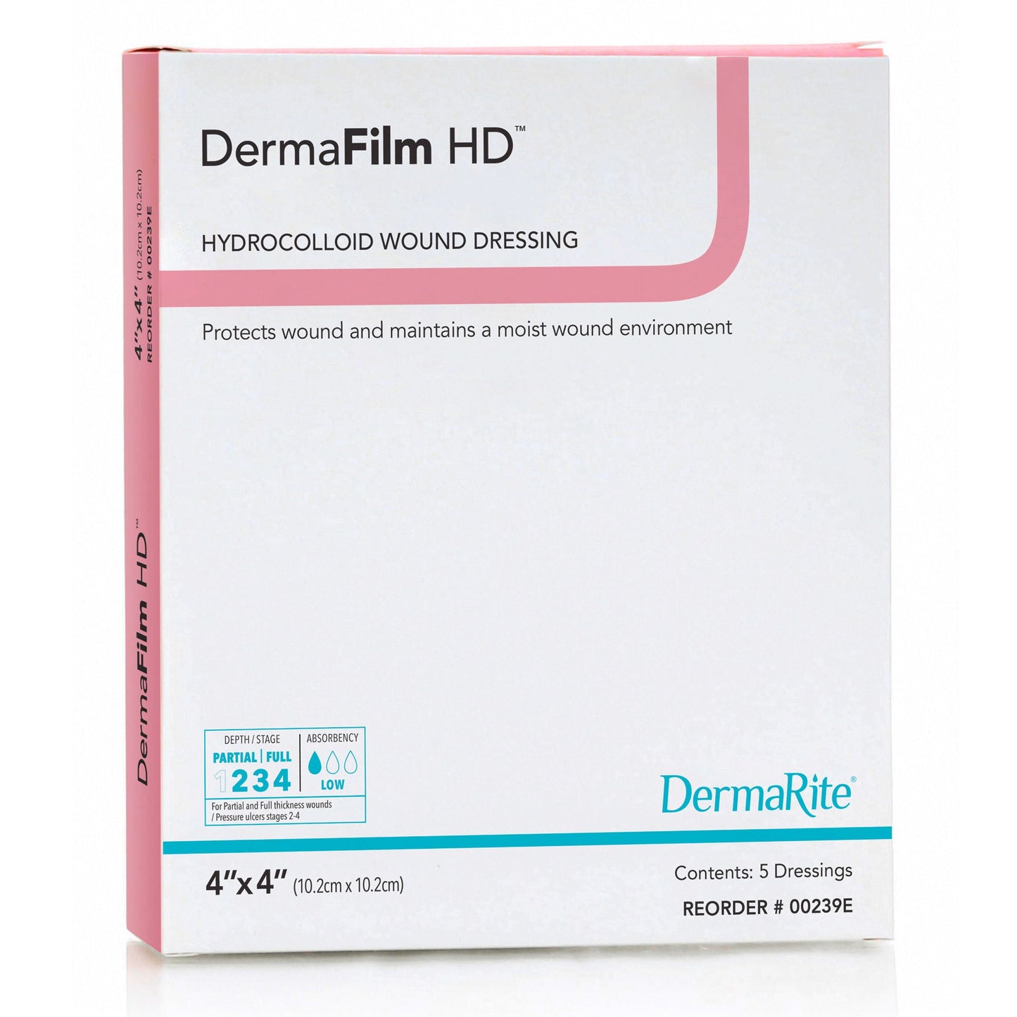 DermaFilm HD Hydrocolloid Dressing 4 x 4 Inch Square Sterile High Density