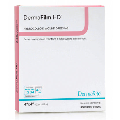 DermaFilm HD Hydrocolloid Dressing 4 x 4 Inch Square Sterile High Density