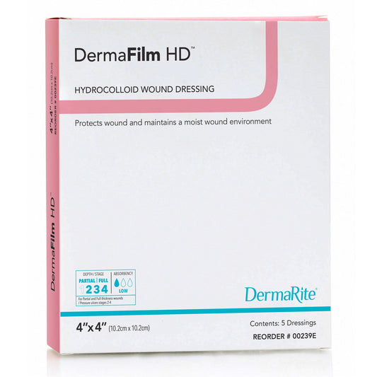 DermaFilm HD Hydrocolloid Dressing 4 x 4 Inch Square Sterile High Density