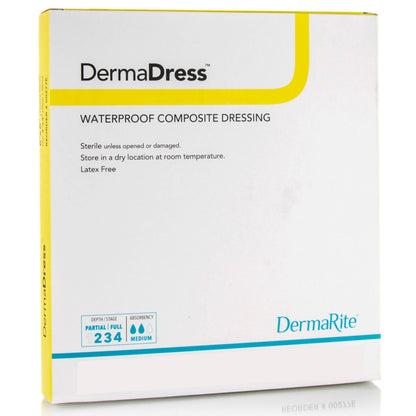 DermaDress Composite Dressing 4 x 4 Inch Sterile Waterproof Film Backing