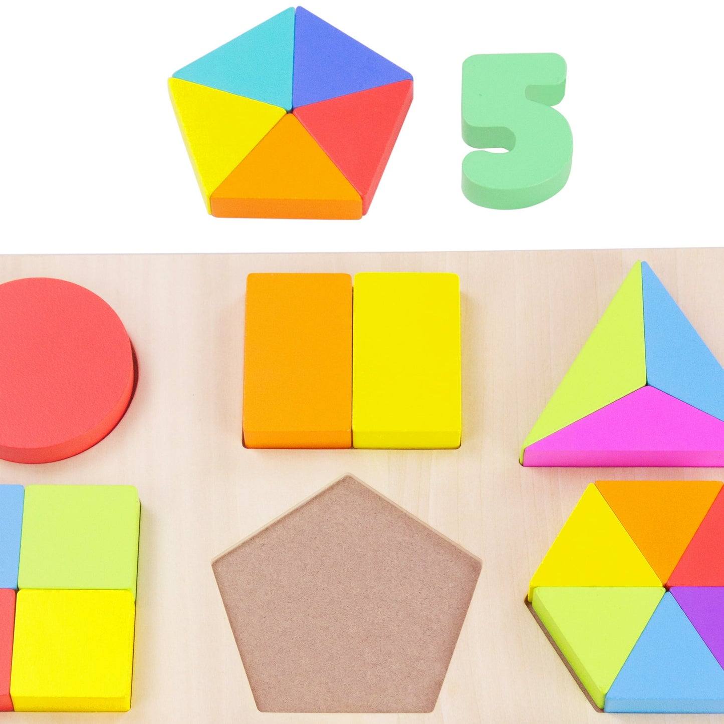 Spark Create Imagine Wooden Shape & Number Puzzle – Educational Toddler Toy for Ages 18 Months+