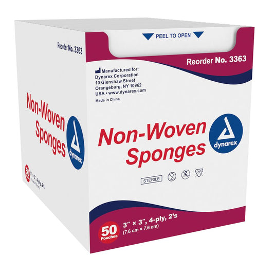 Nonwoven Sponge Dynarex 3 X 3 Inch 4-Ply Sterile – 2 Count Pack