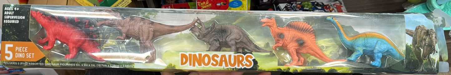 Dinosaurs 5-Piece Figurine Set – Assorted Dinosaur Toys for Kids Ages 4+