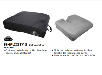 Pride Mobility Simplicity G Cushion – General Use, Breathable Cover, Multiple Weight Capacities - 10"-20" Width