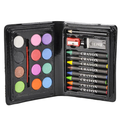Mini Art Set for Kids – 23-Piece Creative Kit with Watercolors, Crayons, Paint Brush, Pencil & More