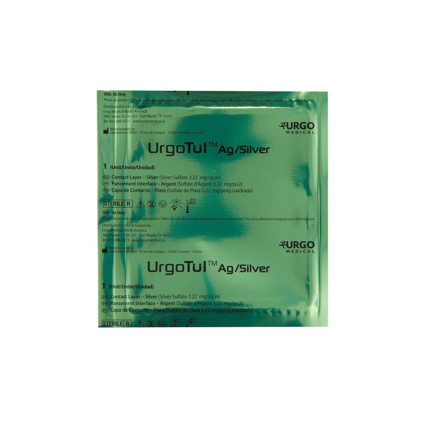 UrgoTul AG Silver Wound Contact Layer Dressing 4 x 5 Inch Sterile