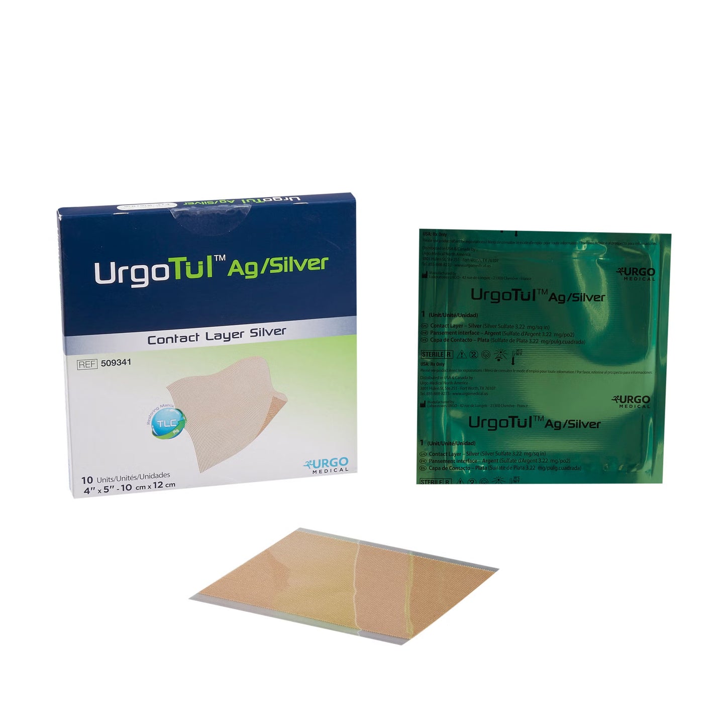 UrgoTul AG Silver Wound Contact Layer Dressing 4 x 5 Inch Sterile