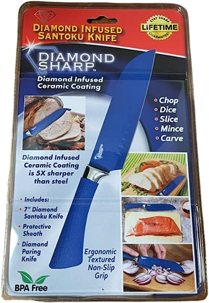 Diamond Sharp Santoku Knife Never Needs Sharpening, Precision with Genuine Diamonds