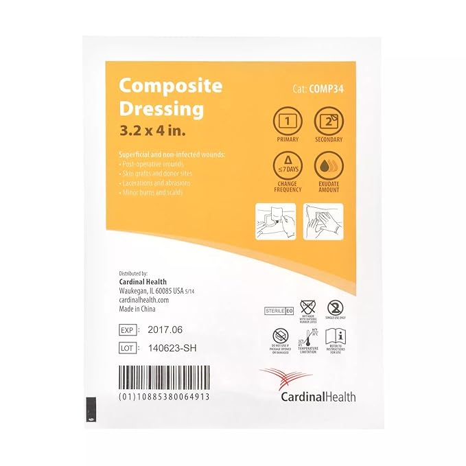 Cardinal Health Composite Adhesive Island Dressing 3.2 x 4 Inch Sterile Wound Dressing