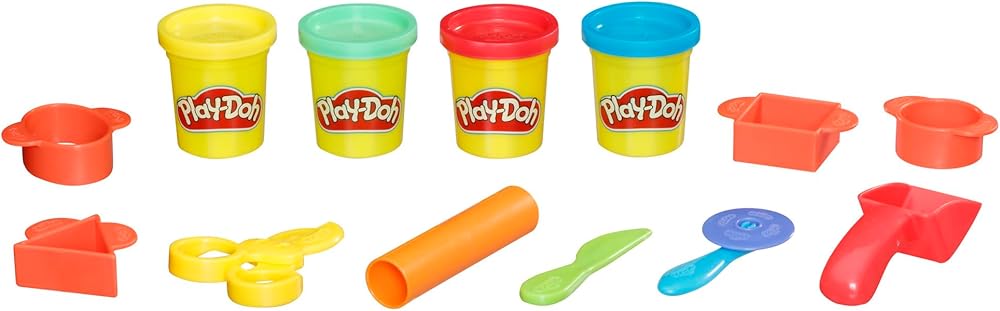 Play-Doh Starter Set – Tools & Playdough (Sculpt ’n Mold Clay, 4-Pack)
