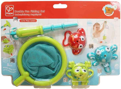 Hape Double Fun Fishing Set – Jumping Sea Creatures Bath Toy for Toddlers (5 Pieces, Ages 2+)