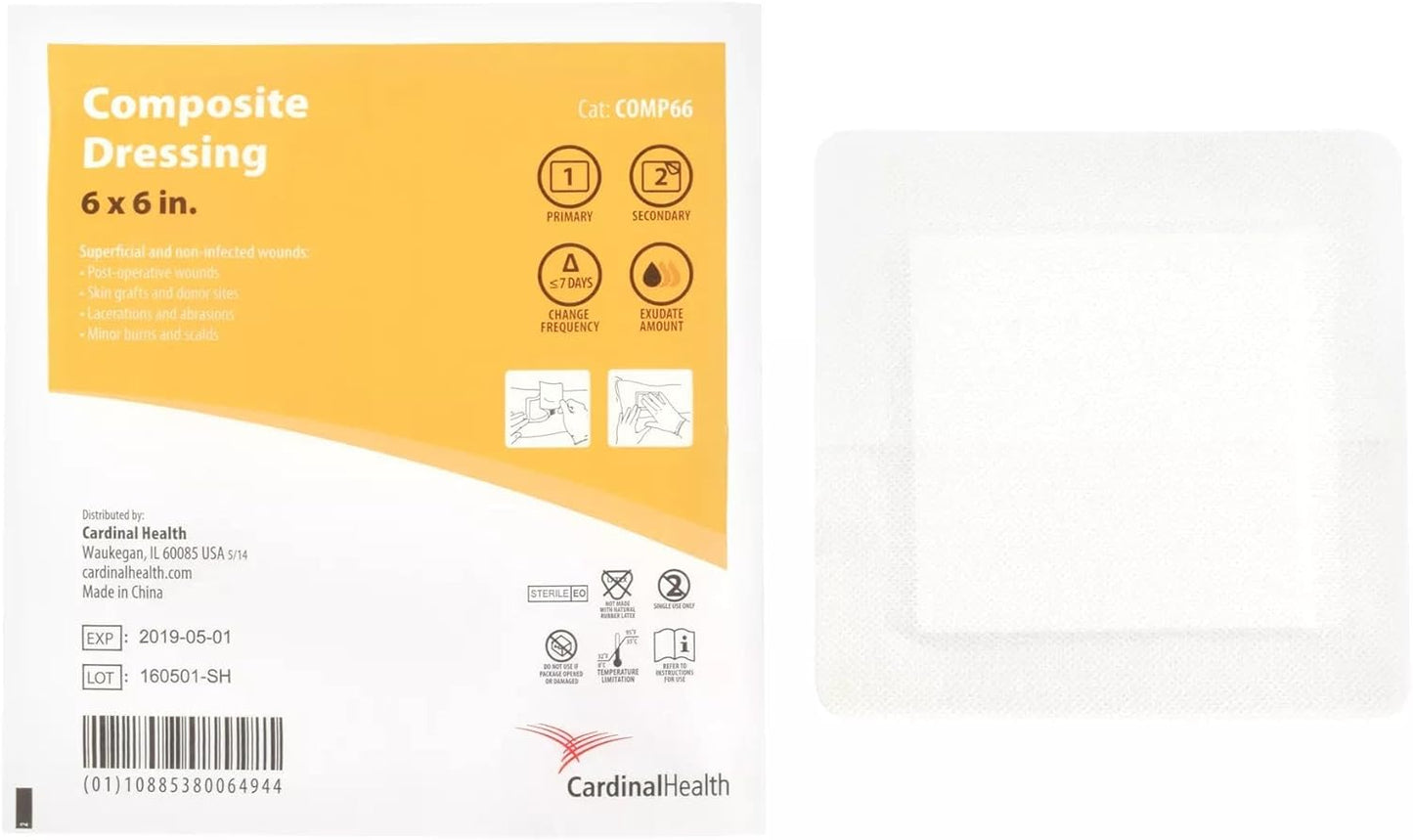 Cardinal Health Absorbent Composite Dressing 6 x 6 Inch Sterile Dressing