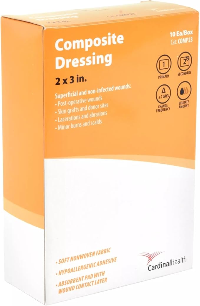Cardinal Health Composite Adhesive Island Dressing 2 x 3 Inch Sterile Wound Dressing