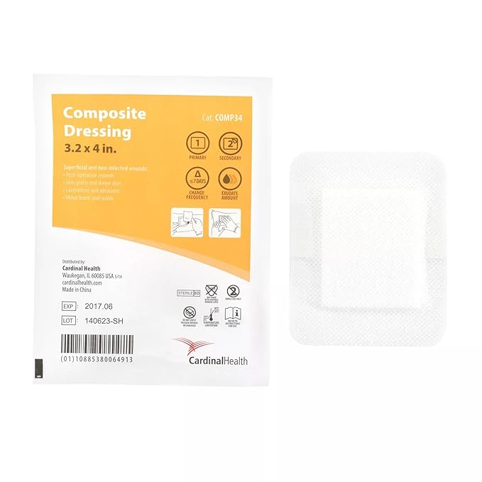 Cardinal Health Composite Adhesive Island Dressing 3.2 x 4 Inch Sterile Wound Dressing