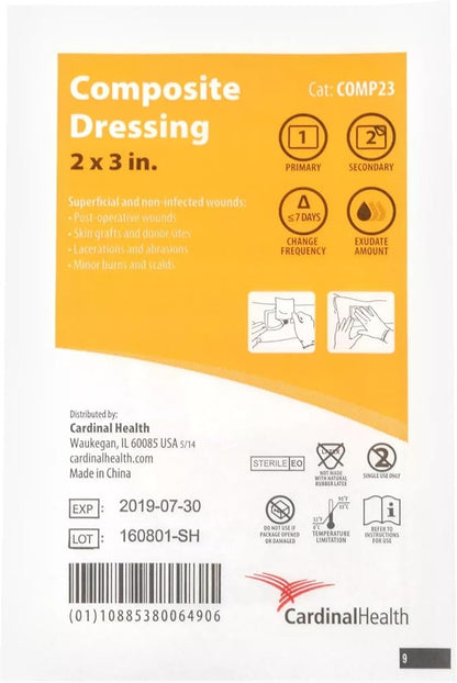 Cardinal Health Composite Adhesive Island Dressing 2 x 3 Inch Sterile Wound Dressing