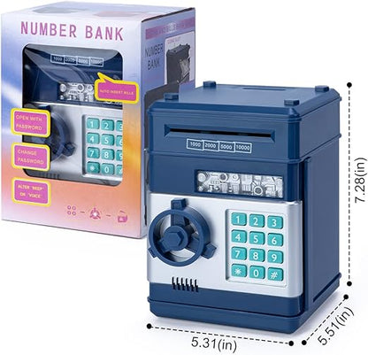 Highttoy Electronic ATM Money Bank for Kids with Password Safe – Navy
