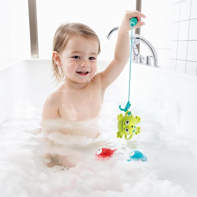Hape Double Fun Fishing Set – Jumping Sea Creatures Bath Toy for Toddlers (5 Pieces, Ages 2+)