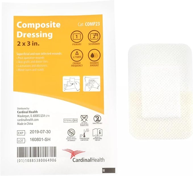 Cardinal Health Composite Adhesive Island Dressing 2 x 3 Inch Sterile Wound Dressing