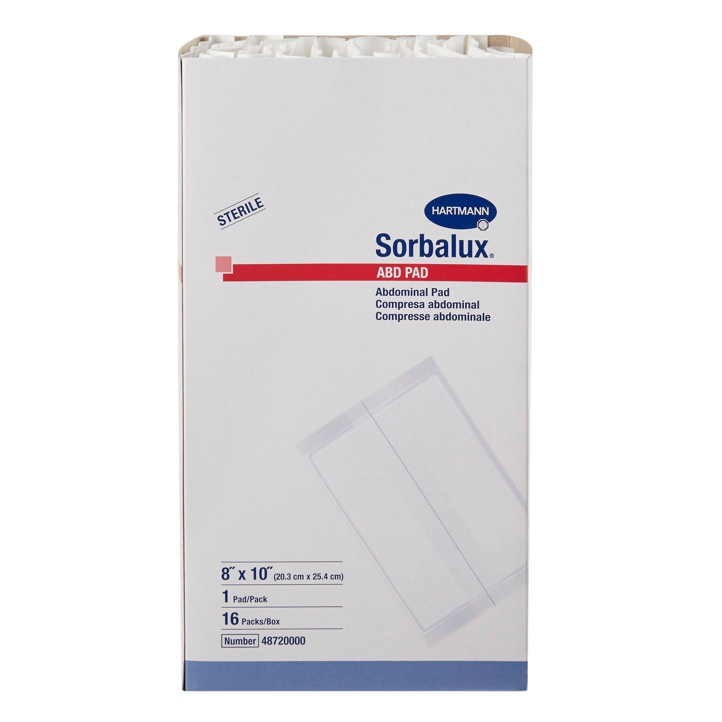 Sorbalux ABD Abdominal Pad 8 x 10 Inch Sterile 1-Ply