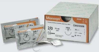 Absorbable Suture with Needle Monosyn Glyconate HR 37S 1/2 Circle Taper Point Needle Size