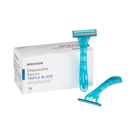 Personal Razor with Lubricating Strip McKesson Single Edge Twin/Triple Blade NonSterile Disposable