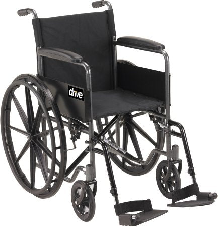 Wheelchair drive Silver Sport 1 Swing-Away Footrest Black Upholstery 18 Inch Seat Width Adult 300 lbs. Weight Capacity