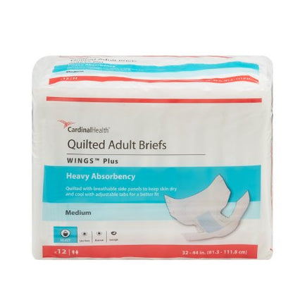 Unisex Adult Incontinence Brief Wings Medium Disposable Heavy Absorbency