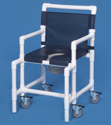 Commode / Shower Chair ipu Fixed Arms PVC Frame Mesh Backrest