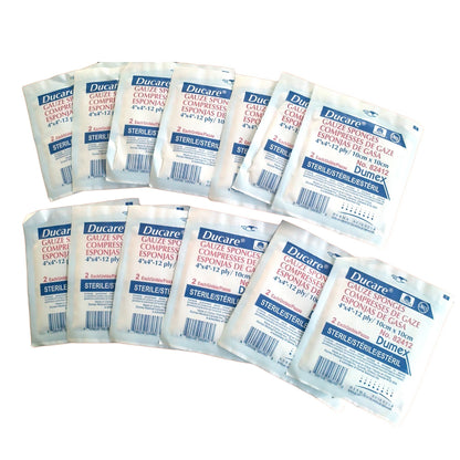 Ducare Gauze Sponges 4 x 4 Inch, 12-Ply, Sterile – 2 per Pack