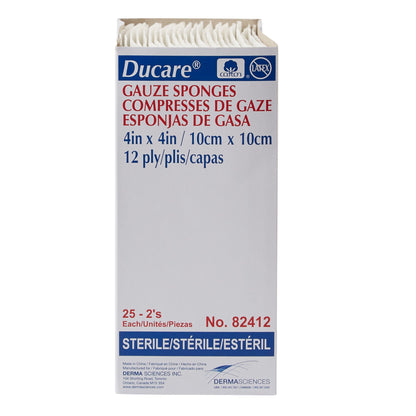 Ducare Gauze Sponges 4 x 4 Inch, 12-Ply, Sterile – 2 per Pack