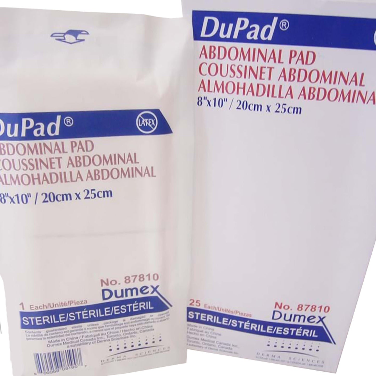 DuPad Abdominal Pad 8 x 10 Inch Sterile 1-Ply Dressing