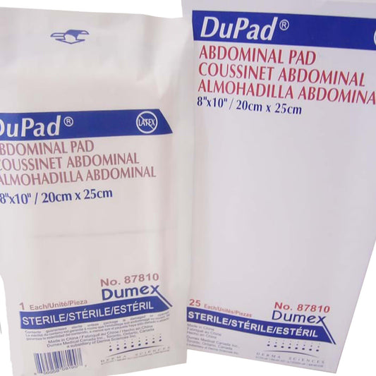 DuPad Abdominal Pad 8 x 10 Inch Sterile 1-Ply Dressing