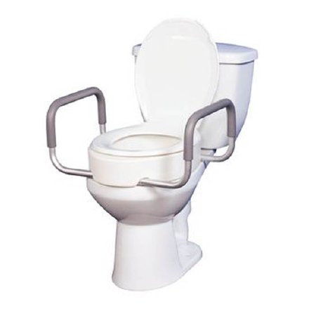 Elongated Raised Toilet Seat with Arms drive 3-1/2 Inch Height White 300 lbs. Weight Capacity