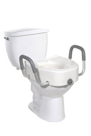 Elongated Raised Toilet Seat with Arms drive 4-1/2 Inch Height White 300 lbs. Weight Capacity