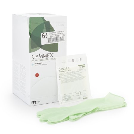 Surgical Glove GAMMEX Non-Latex PI Green Sterile Polyisoprene Standard Cuff Length Micro-Textured Light Green Chemo Tested