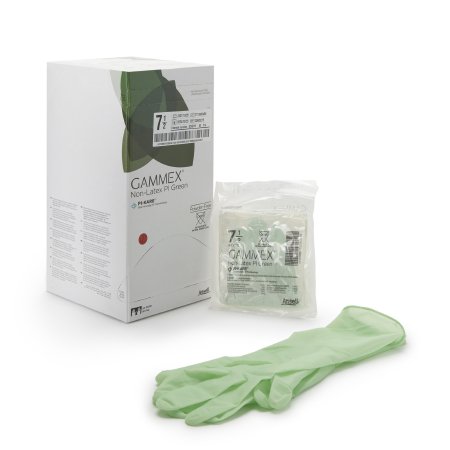 Surgical Glove GAMMEX Non-Latex PI Green Sterile Polyisoprene Standard Cuff Length Micro-Textured Light Green Chemo Tested