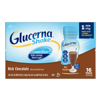 Glucerna Original Shake Rich Chocolate Oral Supplement 8 oz Bottle for Blood Sugar Management