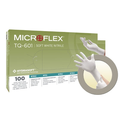 Exam Glove Soft White Nitrile NonSterile Standard Cuff Length Textured Fingertips White Not Rated