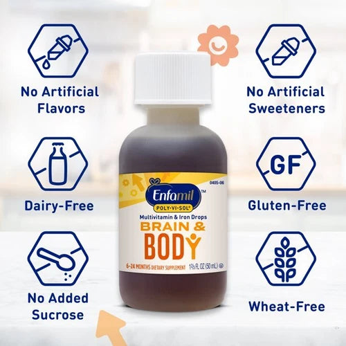 Enfamil Poly-Vi-Sol with Iron Pediatric Multivitamin Drops Fruit Flavor 50 mL Bottle