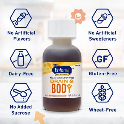 Enfamil Poly-Vi-Sol with Iron Pediatric Multivitamin Drops Fruit Flavor 50 mL Bottle