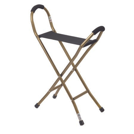 Quad Cane with Sling Seat drive Aluminum 34 Inch Height Bronze