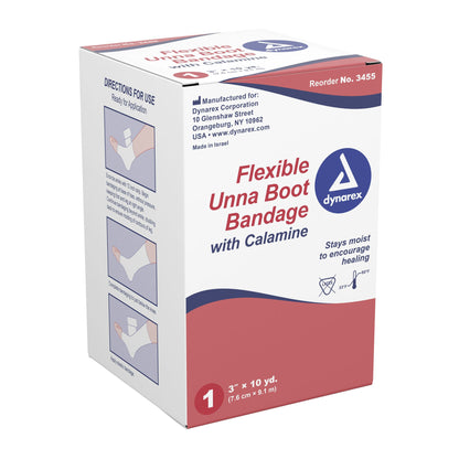 Dynarex Unna Boot 3 Inch x 10 Yard Zinc Oxide & Calamine Compression Bandage
