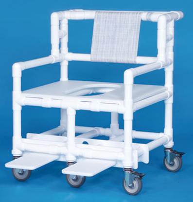 Shower Chair ipu Fixed Arms PVC Frame Mesh Backrest 30 Inch Seat Width 900 lbs. Weight Capacity