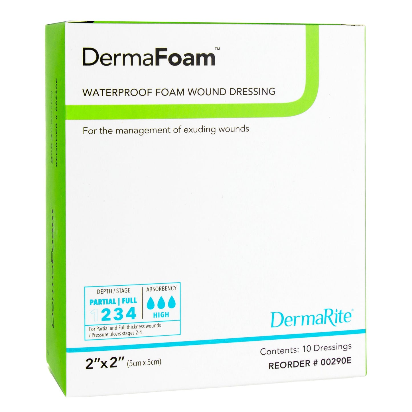 DermaFoam Foam Dressing 2 x 2 Inch Nonadhesive Sterile Square Dressing