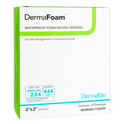 DermaFoam Foam Dressing 2 x 2 Inch Nonadhesive Sterile Square Dressing