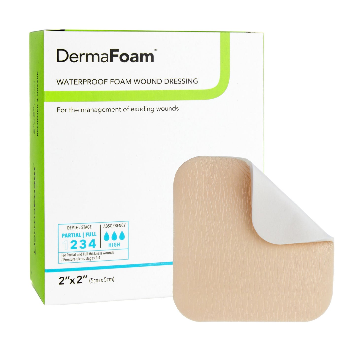 DermaFoam Foam Dressing 2 x 2 Inch Nonadhesive Sterile Square Dressing